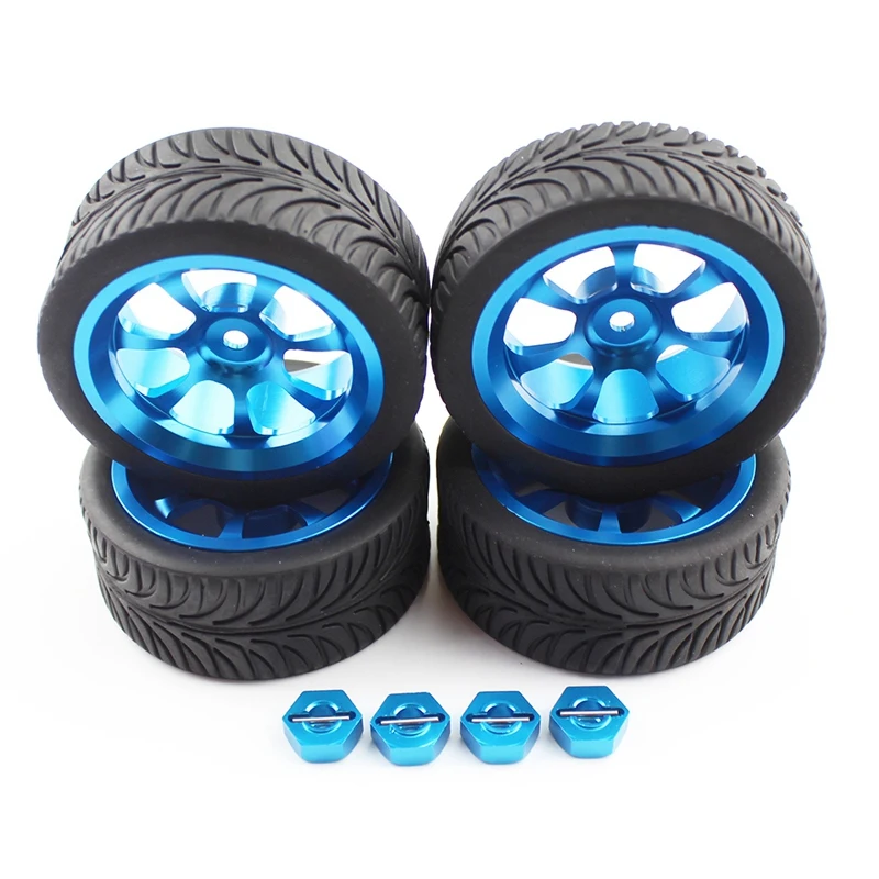 

For Wltoys A959 A959-B A969 A949 K929 1/18 RC Car Parts Metal Wheel Rim + Rubber Tires Tyres with 12mm Hex Nut Adapter