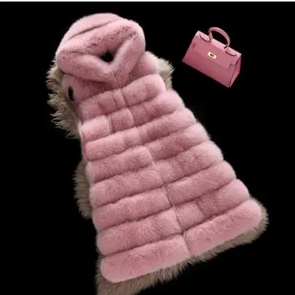 Меховое Женское пальто из искусственного меха 2020 женский жилет с капюшоном