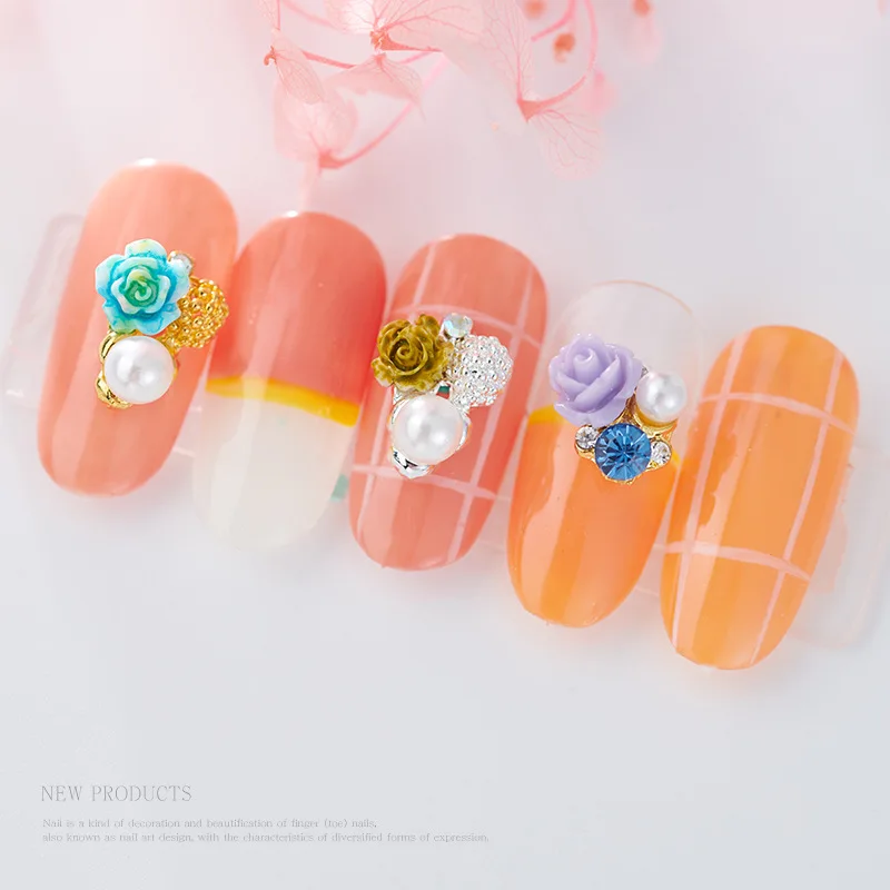 

100 pcs 20styles Nail Rhinestone resin pearl flower alloy diamond gold-silver jewelry alloys nail accessories nail jewelry 1