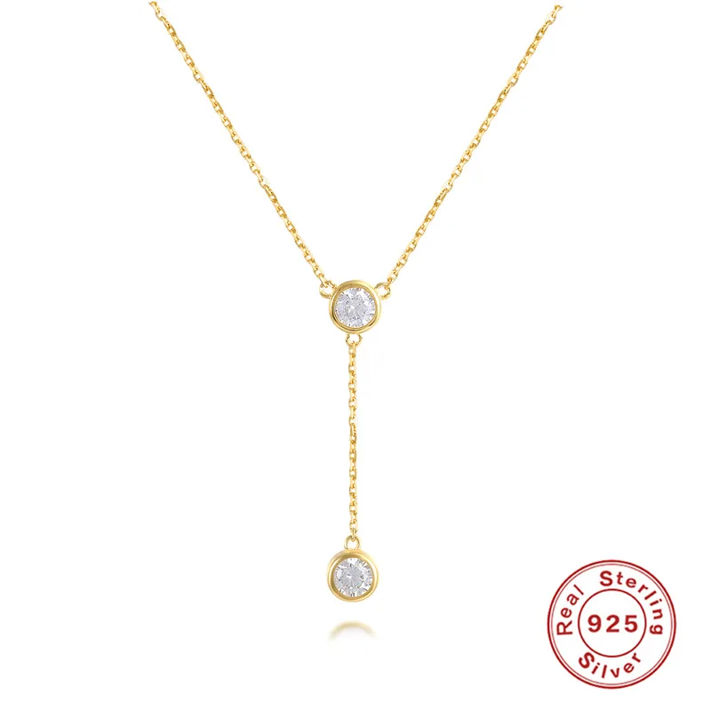 

S925 Sterling Silver Round Diamond Pendant Necklace Fashion Simple Clavicle Necklace Female Engagement Party Exquisite Jewelry