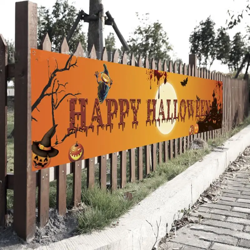 

Outdoor Halloween Banner Pull Flag Decorations Celebrate Foldable Hanging Decor