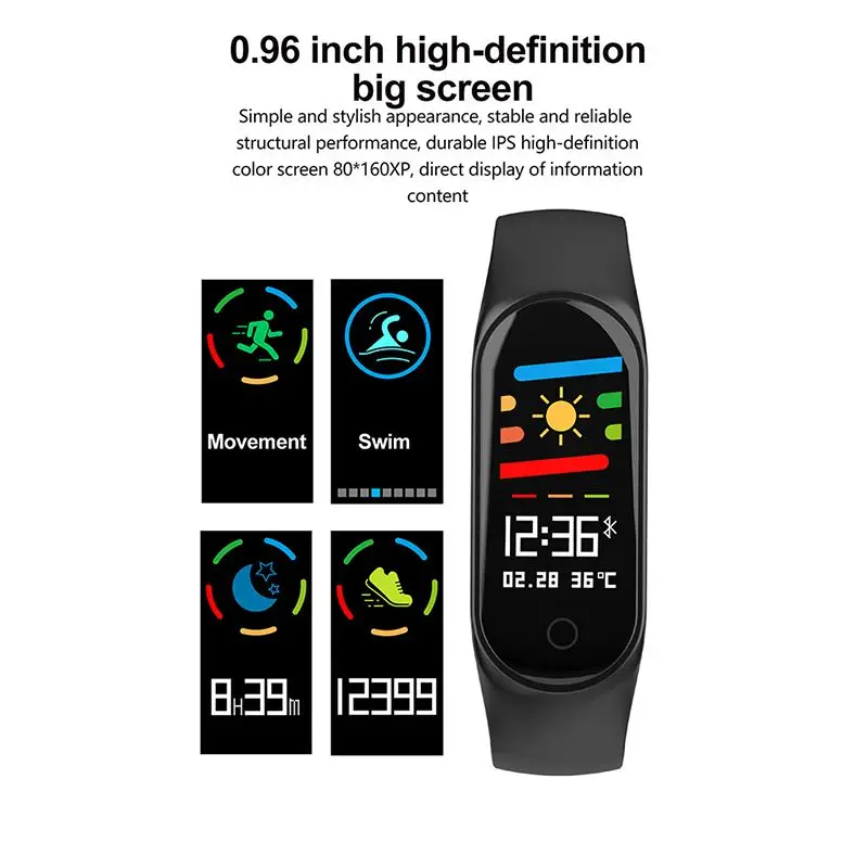 

Smart Wristband Bluetooth Multifunctional IP67 Waterproof Passometer Heart Rate Blood Pressure Sleeping Monitor Watch