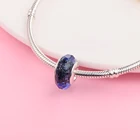 Соответственные Пандоре обаятельные Браслеты 925 пробы серебро синий увлекательные радужные Стекло шарма бусины 