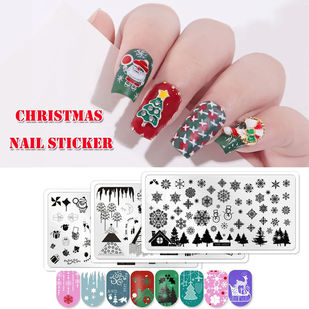 Рождество ногтей штамповка изображения пластина печать Для дизайна трафарет