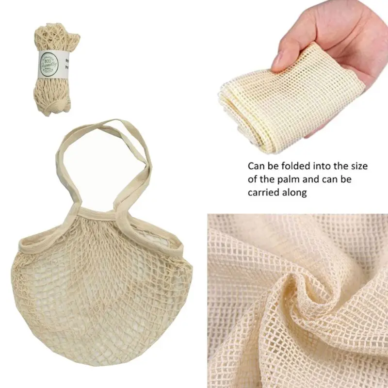 

7Pcs Organic Cotton Mesh Bags Reusable Biodegradable Shopping Grocery Net Bags J60D