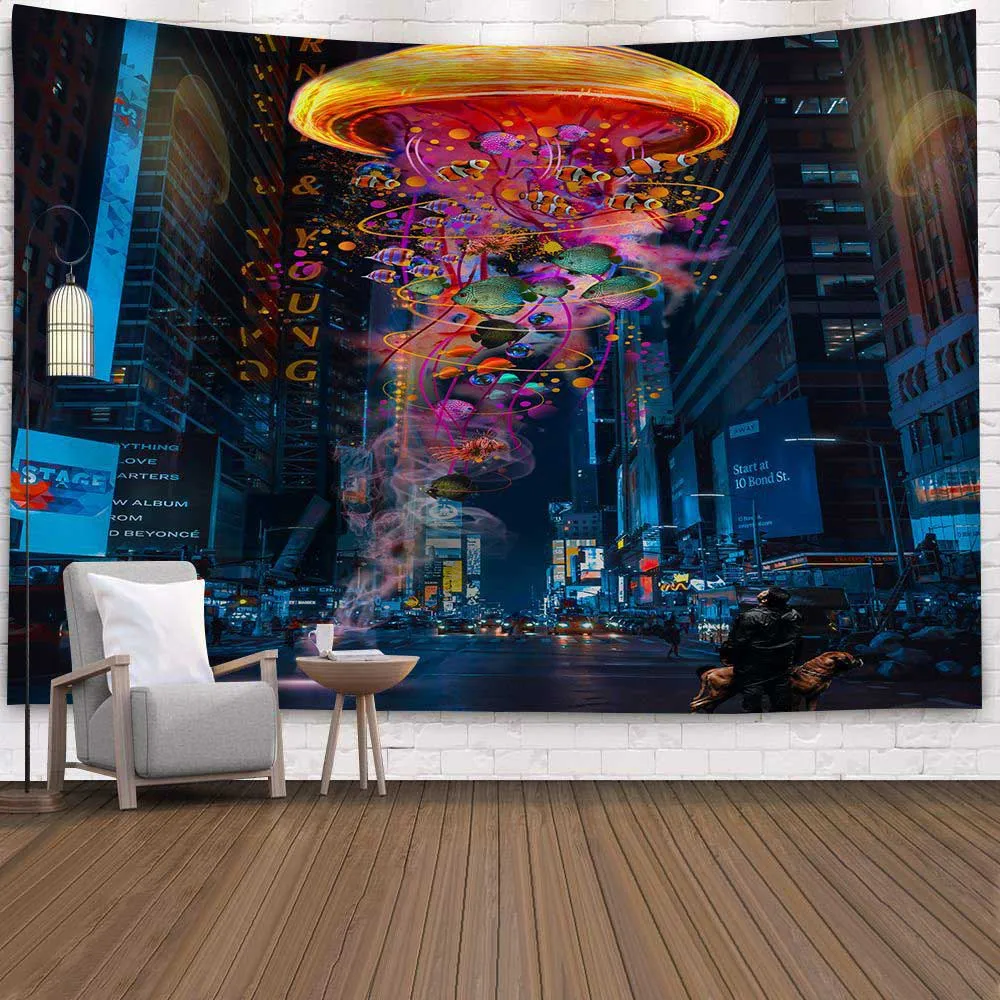 Психоделический гобелен из медузы настенная подвесная ткань для гостиной