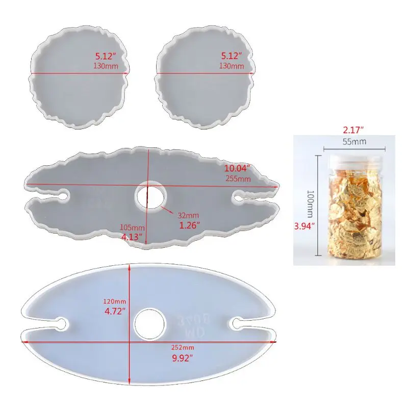 

5Pcs Handmade Wine Glass Rock Epoxy Resin Mold Bottle Shelf Storage Coaster Resin Casting Tray Mould Tools Kit Art Craft