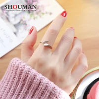 shouman trendy scrub 3d butterfly wedding rings rose gold color top brand jewelry stainless steel engagement ring