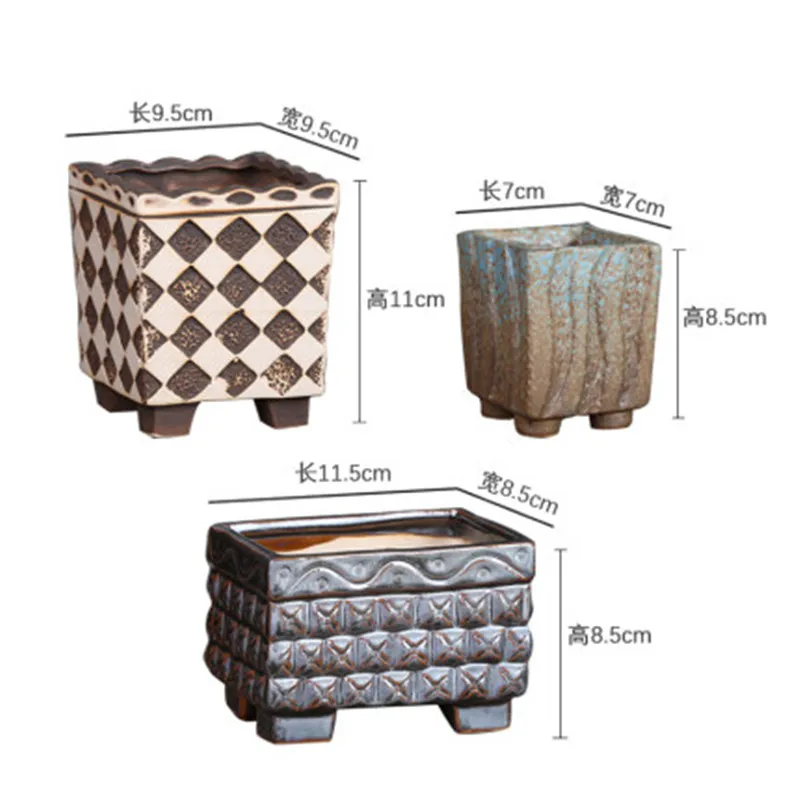 

Succulent Flower Pot Stoneware Breathable Large Caliber Fleshy Small Medium Potted Plant Simple Creative Old Pile Ceramic Vase