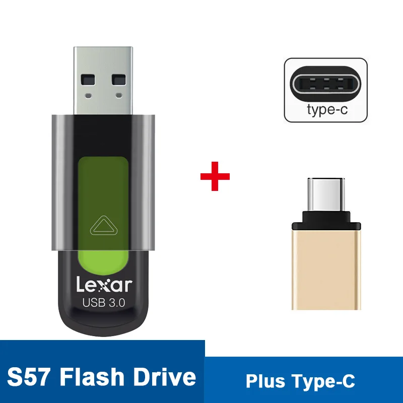S57-Plus-Type-c Lexar usb ФЛЕШКА pen drive usb flash drive флешки S57 128 ГБ 150 МБ/с. объемом памяти 32 Гб или 64 ГБ, Pincho USB C 64 ГБ с Тип C для Pad Pendrive 3,0 диск на ключе флешка мини карта памяти флешка 128 гб - Цвет: S57-Plus-Type-c
