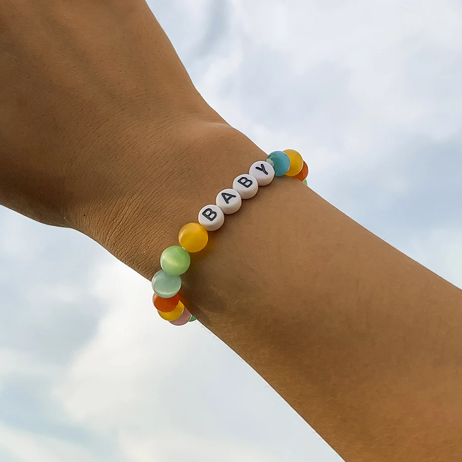 

Ingemark Boho Colorful Natural Stone Yoga Bracelet for Women Girls Kpop Strand Charm Beaded Elastic Rope Friendship Y2K Jewelry