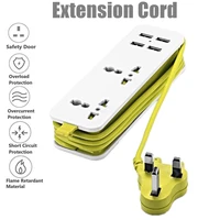 uk multi plug universal socket power strip with 4 usb charging ports 2 outlets 1 5m extension cable power socket for home office