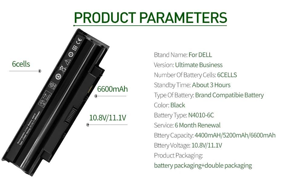 11,1 В 6 ячеек N5110 ноутбук Батарея для Dell inspiron 13R 14R 15R 17R M411R M501 N3010 N3110 N4010 N4010-148 N4010D-158 N4050