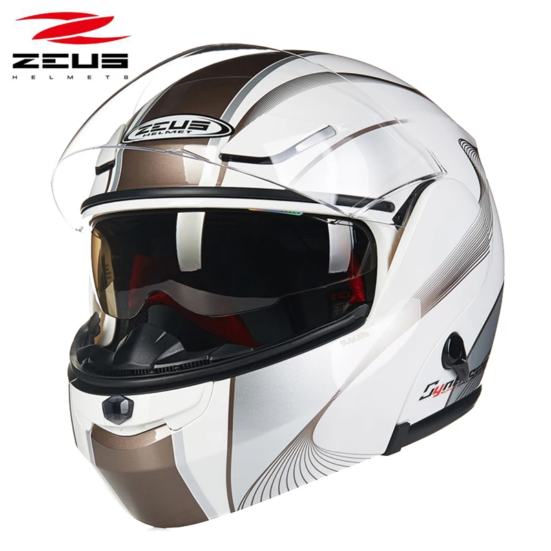 Модульный защитный шлем ZEUS мотоциклетный с двойными линзами полнолицевой