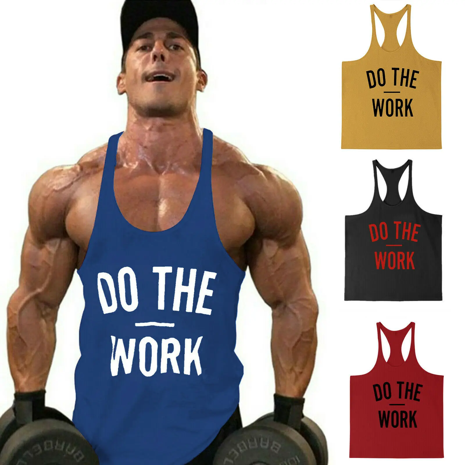 Men Muscle Gyms Workout Tank Tops Bodybuilding Y Back Sleeveless Vest Stringer Singlets Shirt Musclewear