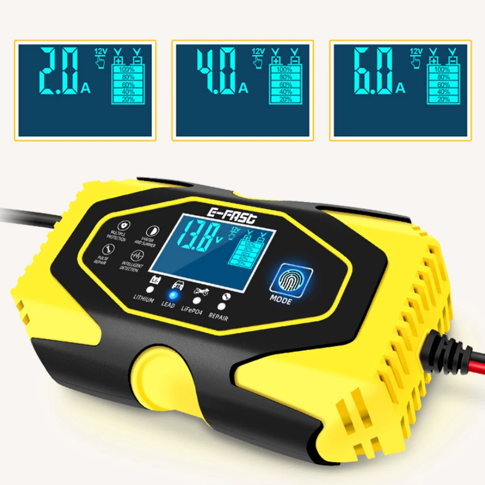 

12 В 24 в 6 а интеллектуальное автомобильное зарядное устройство для авто мотоцикла свинцово-кислотная смарт-быстрая зарядка 6 А 12 в цифровой Ж...