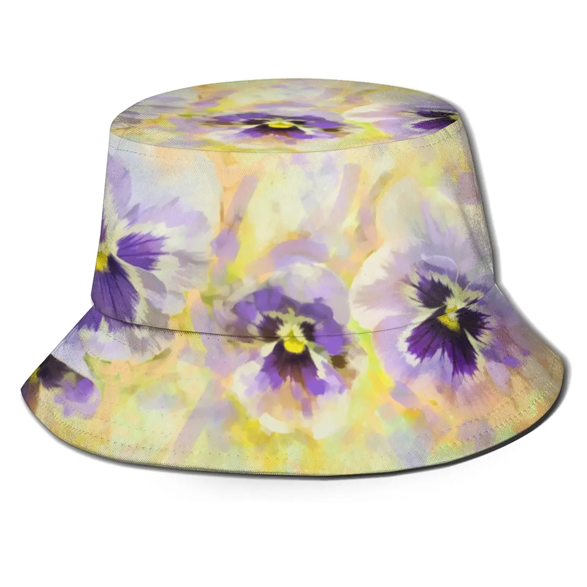 

NOISYDESIGNS Pansy Flower Printing Bucket Hats for Women Hip Hop Fashion Foldable Sun Bucket Cap Soft Adult Fisherman's Hat