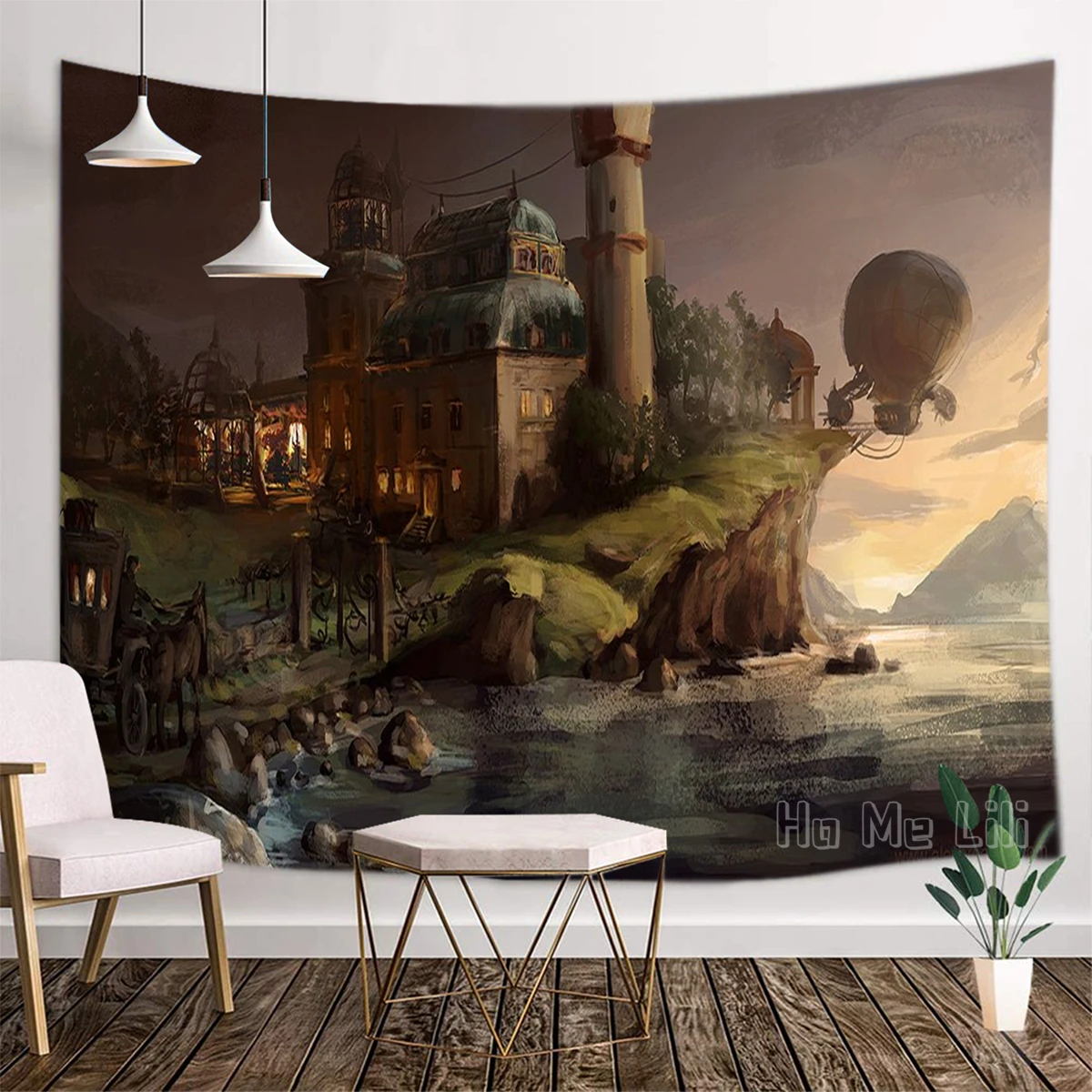 Tapiz de Interior Steampunk Fantasy, decoraci&oacute;n art&iacute;stica de ciencia ficci&oacute;n-0