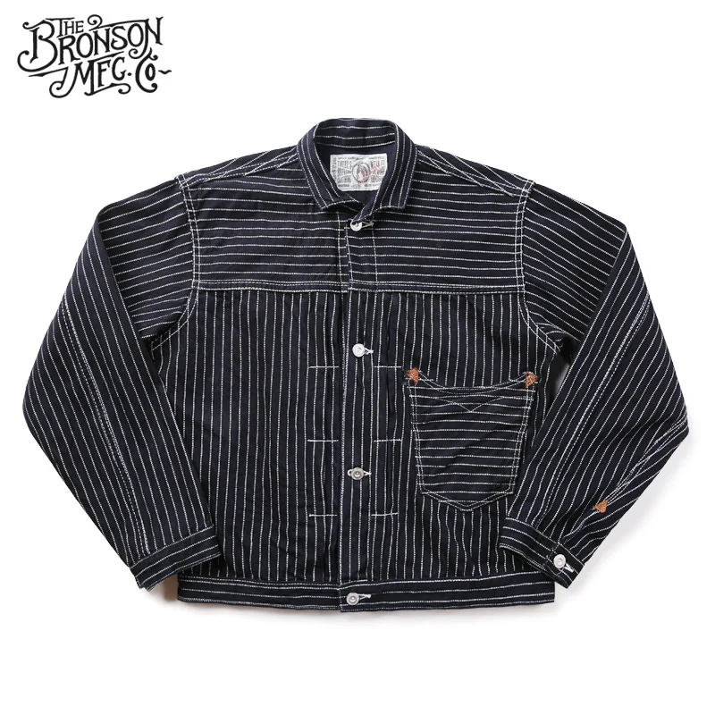 

Коллекция 2019 года, джинсовая куртка в полоску Bronson Wabash, винтажная одежда