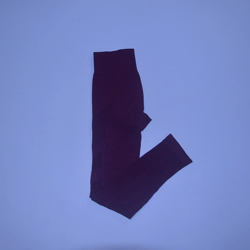 dark purple pants Безупречный вязаный бесшовный комплект для йоги Женская одежда для фитнеса с длинным рукавом спортивная одежда леггинсы для спортзала полый укороченный топ 2 шт. спортивный костюм - Цвет: dark purple pants