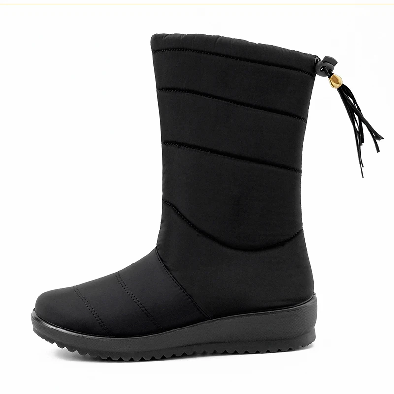 Модные женские ботинки; зимние ботинки с кисточками; женские зимние ботинки; женская обувь до середины икры; Botas Mujer; теплая зимняя обувь; большой размер 44