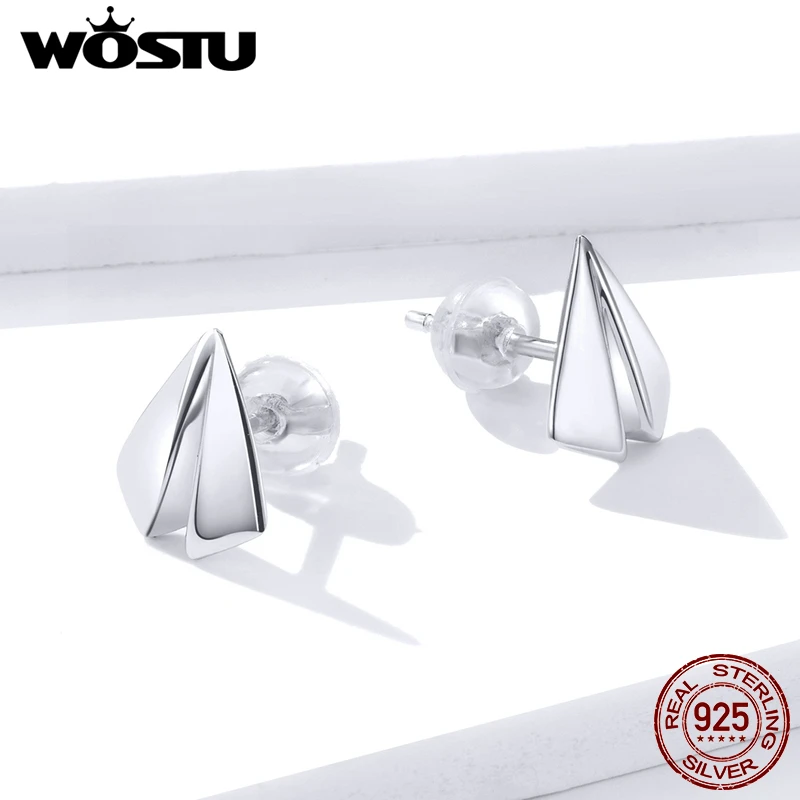 WOSTU Аутентичные серьги-гвоздики из стерлингового серебра 925 пробы с бумажным