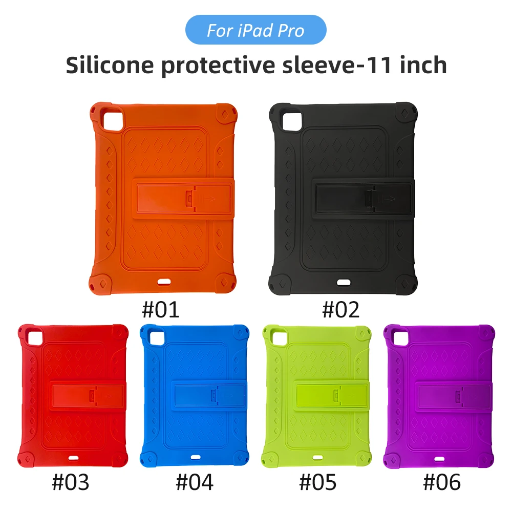 

All-Full Soft Silicone Colorful Case For Apple ipad pro 11 inch Anti-drop Bracket Protective Cover For ipad pro 11 inch Case