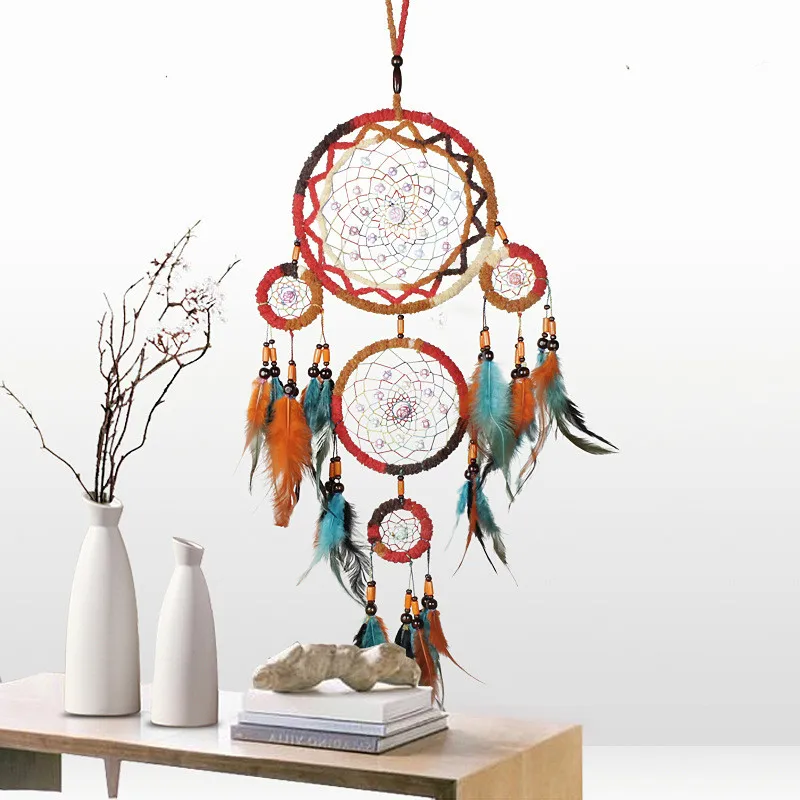 

Original five-ring dreamcatcher pendant pure handicraft production fengling creative gifts home wall decoration girls