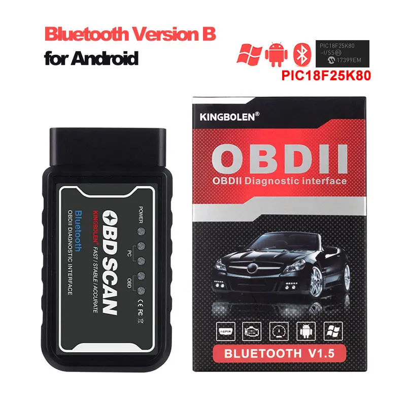 Bluetooth Version B ELM327 Bluetooth Wifi V1.5 PIC18f25k80 чип диагностический сканер J1850 протокол elm 327 OBD2 для OBDII автомобиля android/ios крутящий момент - Цвет: Bluetooth Version B