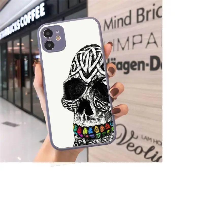 

Skull fashion art horror color Phone Cases Matte Transparent for iPhone 7 8 11 12 s mini pro X XS XR MAX Plus cover funda