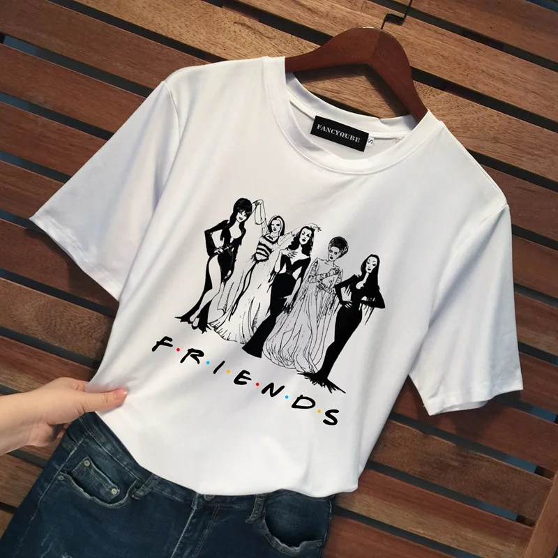 Футболка с готическим рисунком Friends Tee Harajuku женская футболка с буквенным принтом с коротким рукавом и круглым вырезом Женские топы