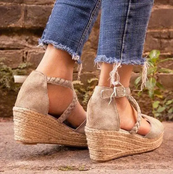 

2021 Summer New Women's Fashion Woven Element Wedge Sandals Fashion Casual Beach Shoes Hot Salesandal Wedges KP054