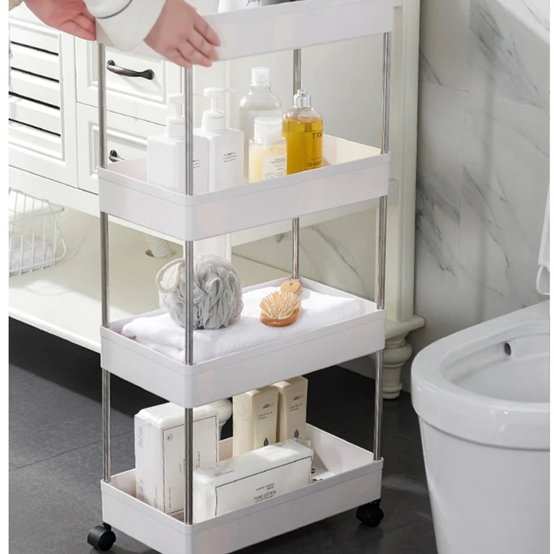 

Bathroom Racks Multi-Layer Universal Wheel Trolley Floor Storage Modern Supporting Bathroom Toilet Accessories Storage Rack