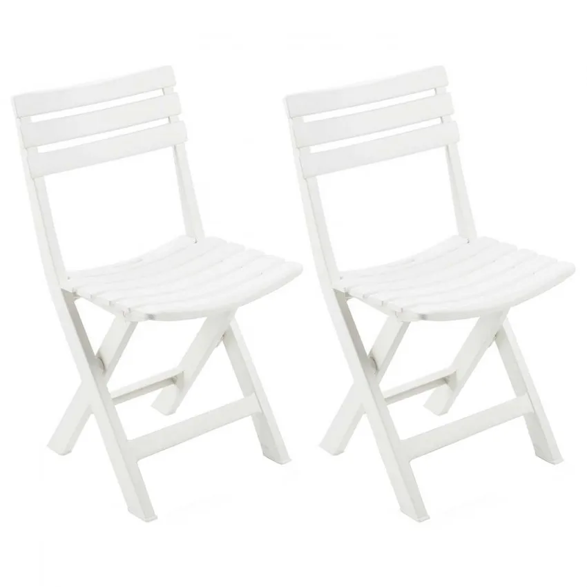 

Pack 2 folding chairs of white Birki resin 44x41x78cm Progarden