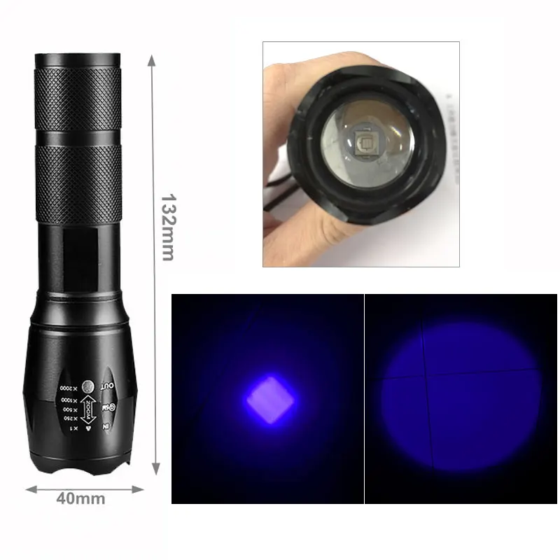 Topcom мощный портативная рация 3W светодиодный UV светильник 18650 Ультрафиолетовый