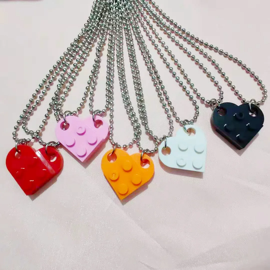 Трендовые пары кулон в форме сердца из кирпича ожерелье для женщин мужчин