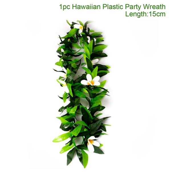 Plastic Wreath pcs FENGRISE пальмовых листьев в гавайском стиле вечерние украшения Гавайи тропический вечерние летние Фламинго участник Luau Свадебный декор Алоха, ананас - Цвет: Plastic Wreath pcs