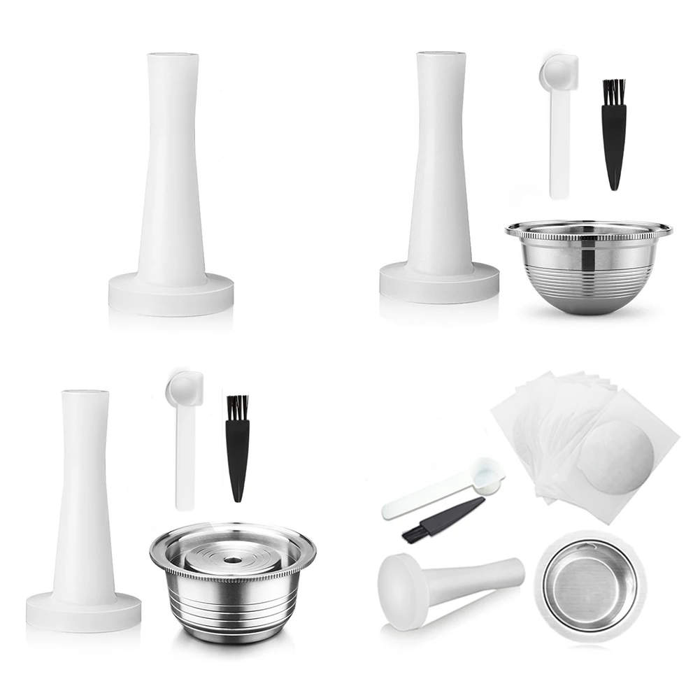 Многоразовые Кофе капсулы фильтр под кофе Фольга вскрытия набор с ложка кисточка