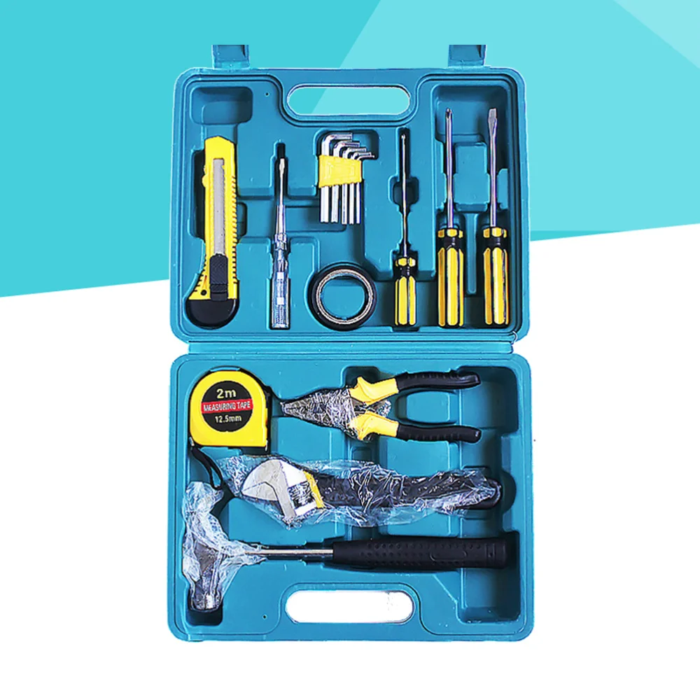 

16 in 1 Car Emergency Repair Tool Kit with Wrench Screwdriver Pliers Hammer Test Pencil Tape Measure