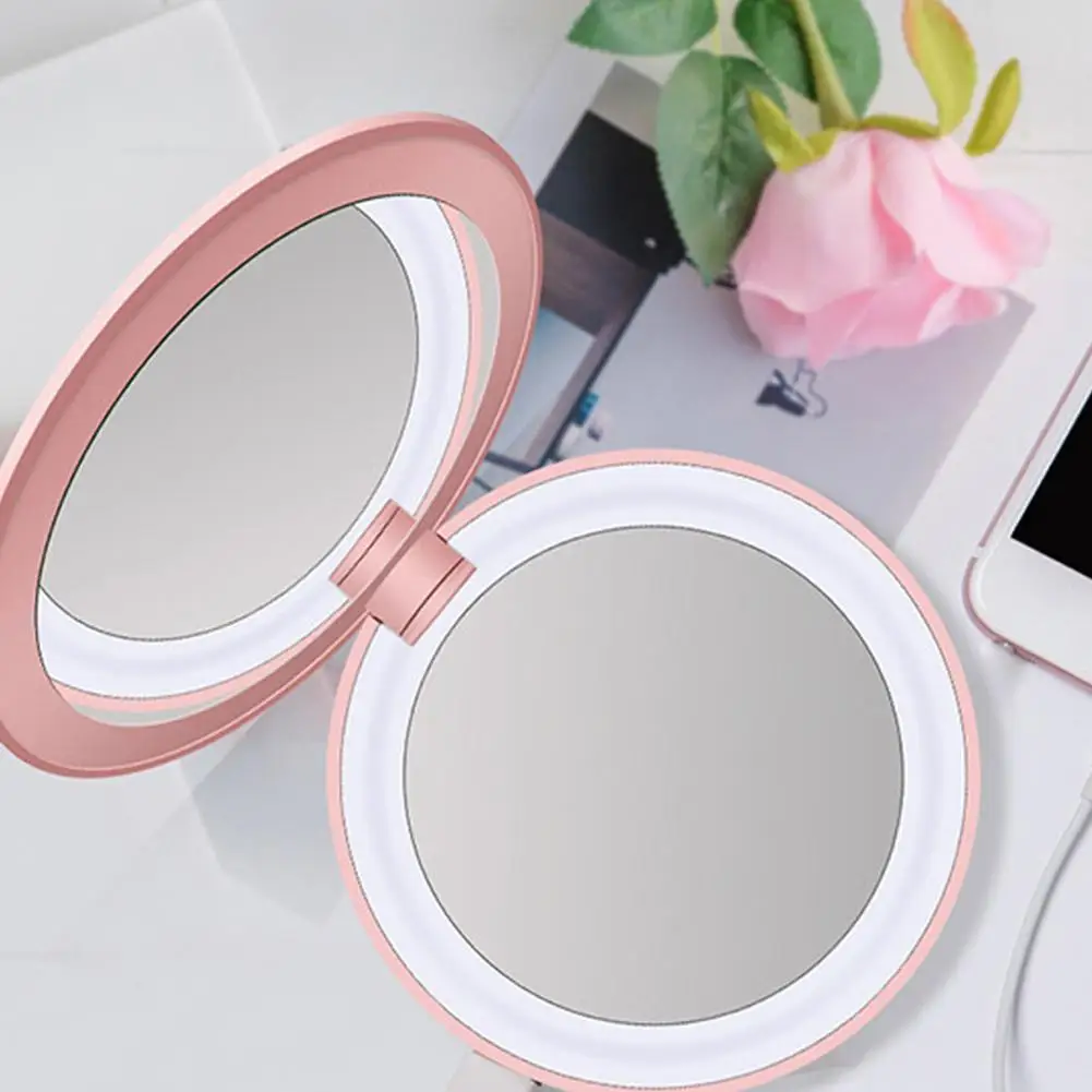 Модный мини светодиодный портативный макияж складной подарок зеркало USB