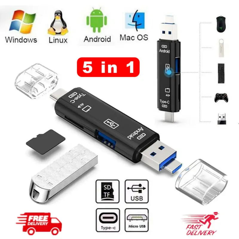 5 in 1 Card Reader Type C Micro USB OTG Adapter SD TF Lector Memory For Cardreader | Компьютеры и офис
