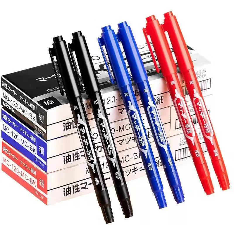 

10 Pcs/lot New Water-based Marker Pen Double Head Oily Ink Waterproof Pens for drawing hook line Stationery Office Art Supplies