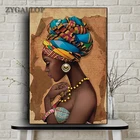 Настенная живопись в африканском стиле, холст, плакаты и принты черной женщины, настенные картины для украшения гостиной, современный Декор для дома