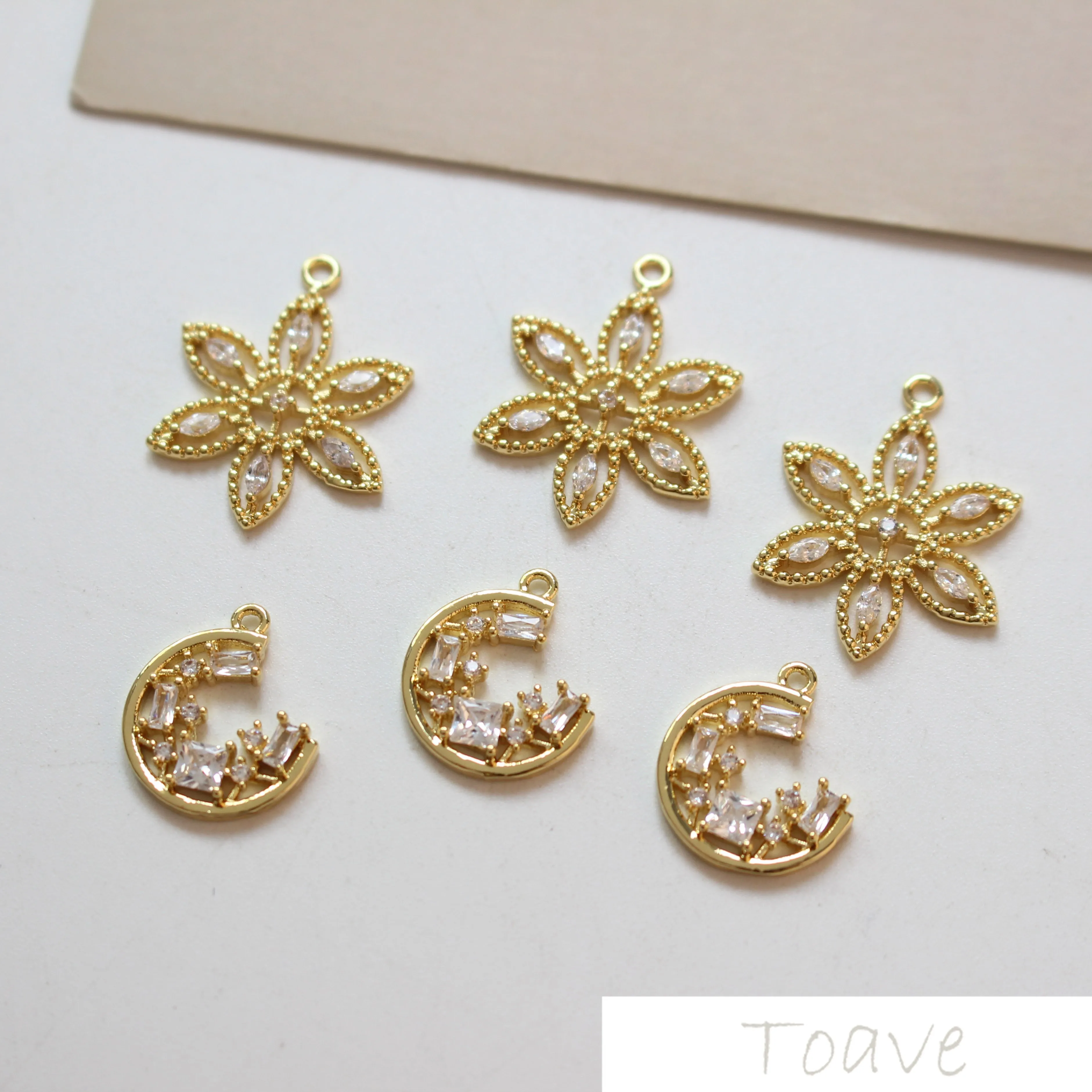 

Покрытый медью 18K золотой шестилепестковый цветок полукруг алмазный кулон diy материал серьги