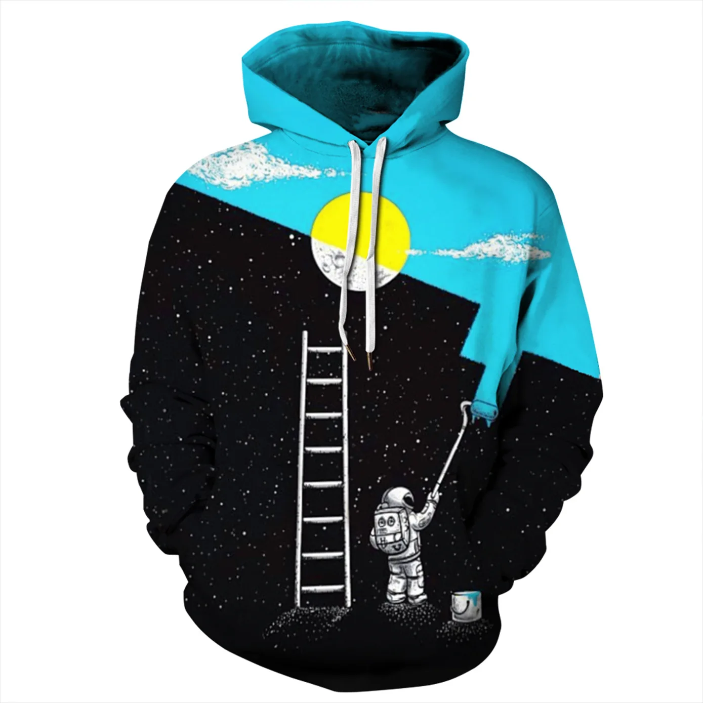 

New Starry Sky Fashion Classic Digital Printing Pullover Casual Loose Hooded Sweater Women European And American Large Size Wish