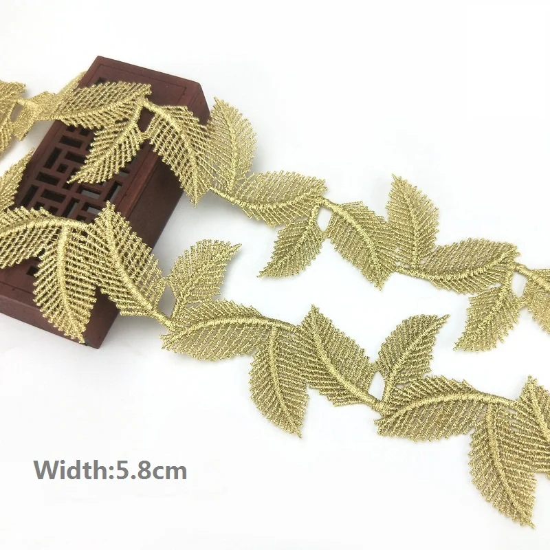 Модная Золотая Кружевная аппликация украшение из кружевной ткани с листьями для