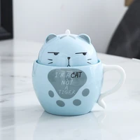 kawaii lovely plutus cat mugs ceramic cup coffee mug with spoon tea milk drinkware with cover breakfast cups lovers gift