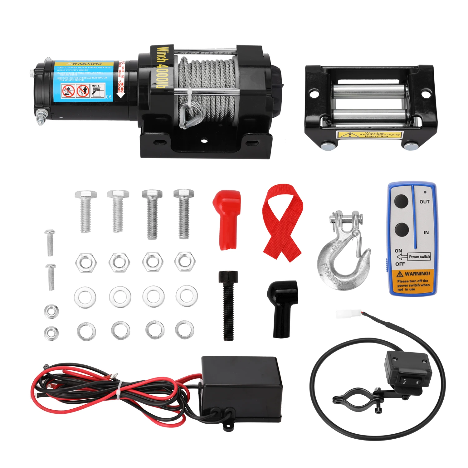 

Professional 4000lbs Electric Recovery Winch Kit ATV Trailer Truck Car DC12V Remote Control Winches Winch