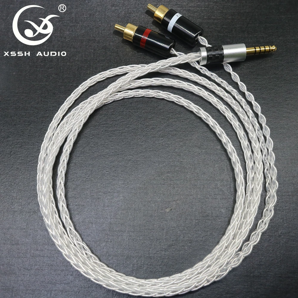 Кабель-удлинитель для наушников YIVO XSSH audio 4 мм на 2 RCA 8 ядер посеребренный Чистая