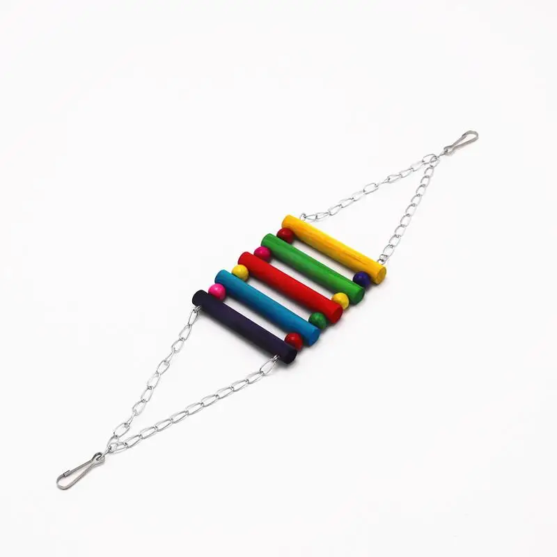

Natural Wooden Parrots Swing Toy Colorful Bead Bite-Resistant Chew Toy Bird Perch Toy Parakeet Cage Accessories Pet Supplies